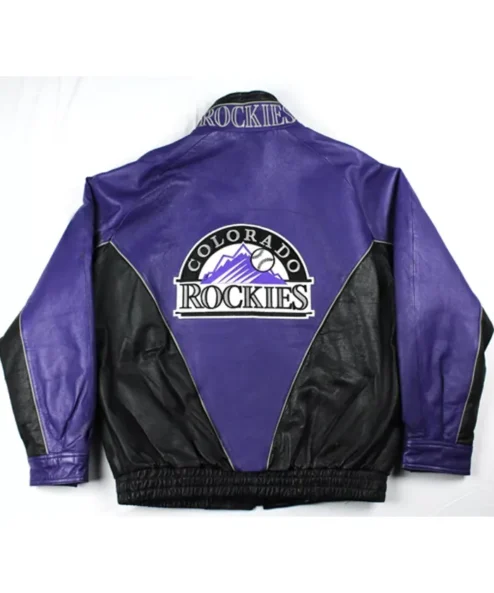 Colorado Rockies Vintage Leather Zipper Jacket Back