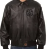 Dach Denver Nuggets Black Leather Bomber Jacket