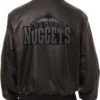 Dach Denver Nuggets Black Leather Bomber Jacket Back