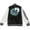 Dallas Mavericks Black And White Satin Varsity Jacket Back