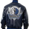 Dallas Mavericks Blue Bomber Leather Jacket Back