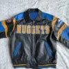 Denver Nuggets Vintage Zip Bomber Leather Jacket