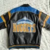 Denver Nuggets Vintage Zip Bomber Leather Jacket Back