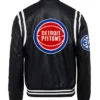 Detroit Pistons Black Full Snap Varsity Jacket Back