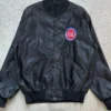 Detroit Pistons Black Leather Bomber Zip Jacket