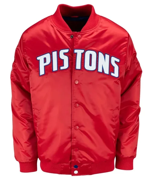 Detroit Pistons Red Satin Varsity Jacket