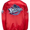 Detroit Pistons Red Satin Varsity Jacket Back