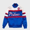 Detroit Pistons Satin Full Snap Satin Varsity Jacket