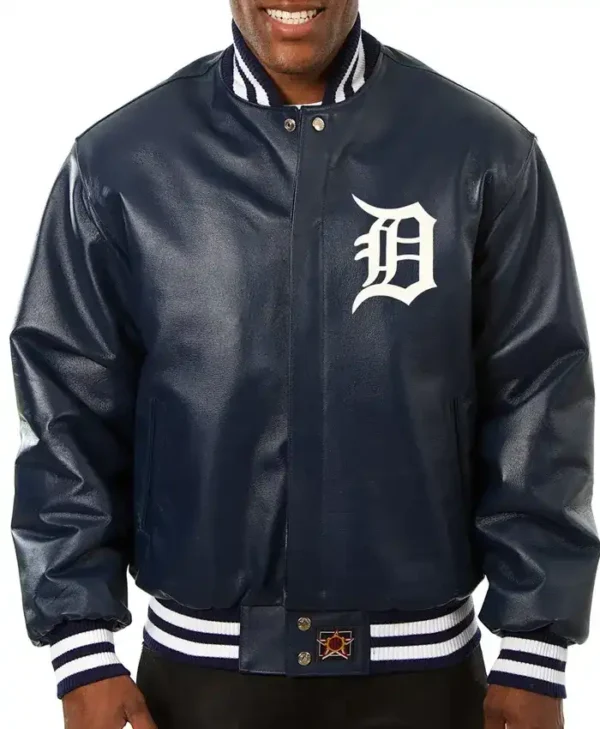Detroit Tigers Full Black Leather Jacket