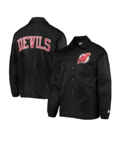 Devils Black Starter Full Snap Letterman Varsity Jacket