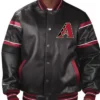 Diamondbacks Black And Red Full-Snap Leather Varsity Jacket