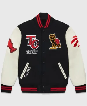 Ebba Toronto Raptors Black and White Wool Varsity Jacket