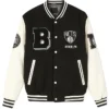 Eldridge Brooklyn Nets Black And White Wool Varsity Jacket