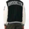 Eldridge Brooklyn Nets Black And White Wool Varsity Jacket Back