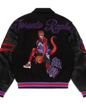 Emery Toronto Raptors Black Letterman Varsity Jacket Back