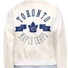 Ericka Toronto Maple Leafs Printed Satin Varsity Bomber Jacket