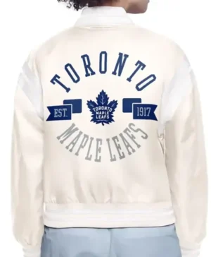 Ericka Toronto Maple Leafs Printed Satin Varsity Bomber Jacket