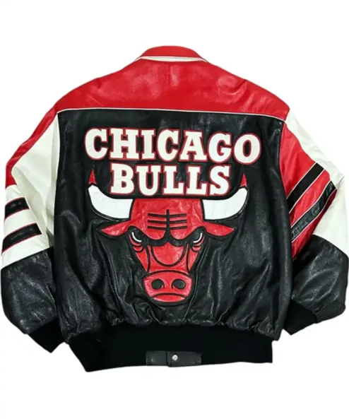 Eugenia Chicago Bulls Black Leather Jacket Back