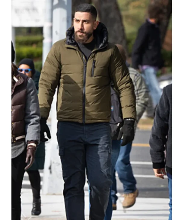 FBI S07 Zeeko Zaki Green Hooded Puffer Jacket