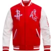 Fadel Houston Rockets Red and White Wool Varsity Jacket