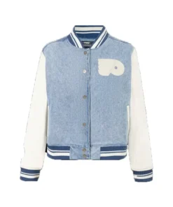 Flyers Blue And White Full Snap Varsity Jacket