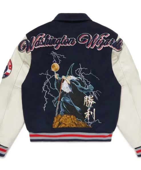 Frankie Washington Wizards Wool Full Snap Varsity Jacket Back