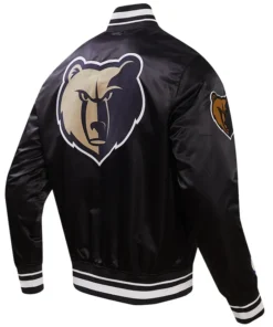 Frederick Memphis Grizzlies Black Satin Varsity Jacket Back