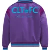 Garrick Charlotte FC Purple Full Snap Varsity Jacket Back