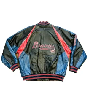 Get Now Atlanta Braves Zipper Vintage Leather Bomber Jacket For Sale