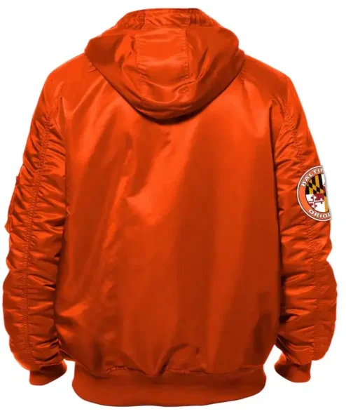 Get Now Baltimore Orioles Full-Zip Orange Bomber Nylon Hooded Jacket For Sale
