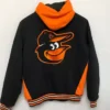 Get Now Baltimore Orioles Men Black Bomber Varsity Hooded Jacket For Sale