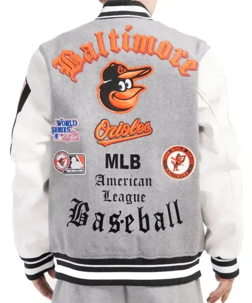Get Now Baltimore Orioles Pro Standard Grey And White Varsity Jacket 