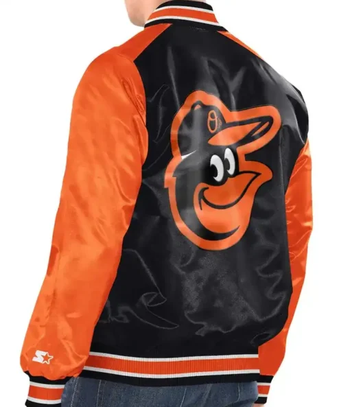 Get Now Baltimore Orioles Starter Black And Orange Varsity Satin Jacket For Sale