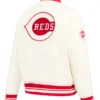 Get Now Cincinnati Reds Full Snap White And Red Wool Varsity Jacket For Sale