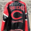 Get Now Cincinnati Reds Vintage Leather Varsity Zipper Jacket For Sale