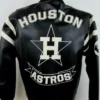 Get Now Houston Astros Leather Bomber Black Jacket For Sale