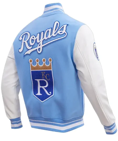 Get Now Kansas City Royals Rib Wool Sky Blue Varsity Jacket For Unisex