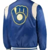 Get Now Milwaukee Brewers Navy Blue Bomber Satin Jacket For Sale