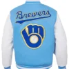Get Now Milwaukee Brewers Sky Blue Letterman Varsity Wool Jacket For Sale