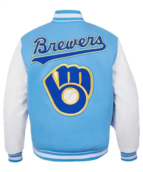 Get Now Milwaukee Brewers Sky Blue Letterman Varsity Wool Jacket For Sale