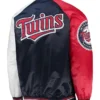 Get Now Minnesota Twins Raglan Varsity Navy and Red Jacket For Sale