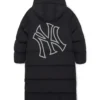 Get Now NY Yankees Winter Coat Black Hooded Long Down For Sale