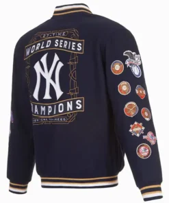 Get Now New York Yankees Championship Navy Blue Varsity Jacket For Sale