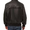 Get Now New York Yankees Full Black Leather Bomber Jacket For Sale