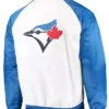 Get Now Toronto Blue Jays Clean Up White Satin Jacket For Sale