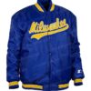 Order Now Milwaukee Brewers Royal Blue And Yellow Varsity Jacket