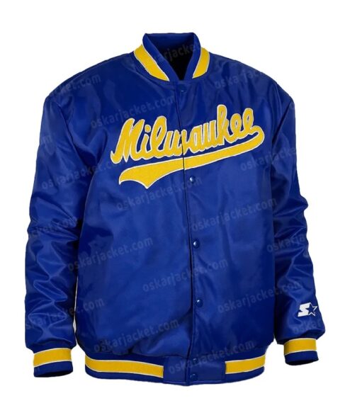 Order Now Milwaukee Brewers Royal Blue And Yellow Varsity Jacket