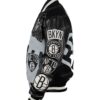 Shop AmBuy Now Amalia Brooklyn Nets Black Leather Varsity Jacketalia Brooklyn Nets Black Leather Bomber Varsity Jacket