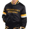 Golden State Warriors Black Starter Satin Varsity Jacket