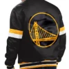 Golden State Warriors Black Starter Satin Varsity Jacket Back